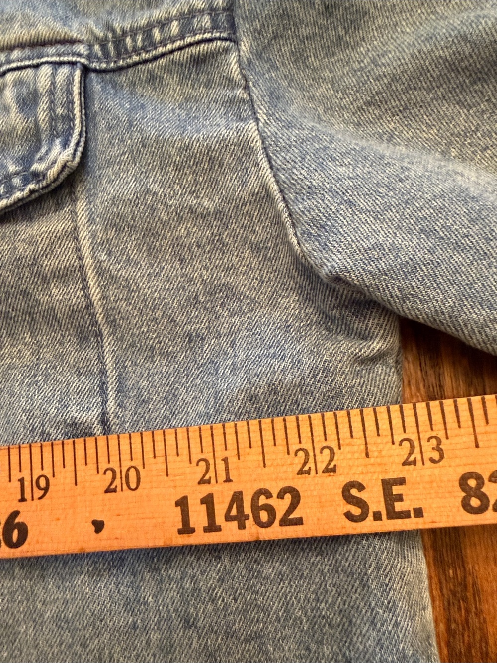 Jean Jacket XL cropped Oversized Scalloped Snap Front Shacket Light - Picture 9 of 10